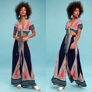 Lulu’s Geo Grande Navy Blue Print Two-Piece Set